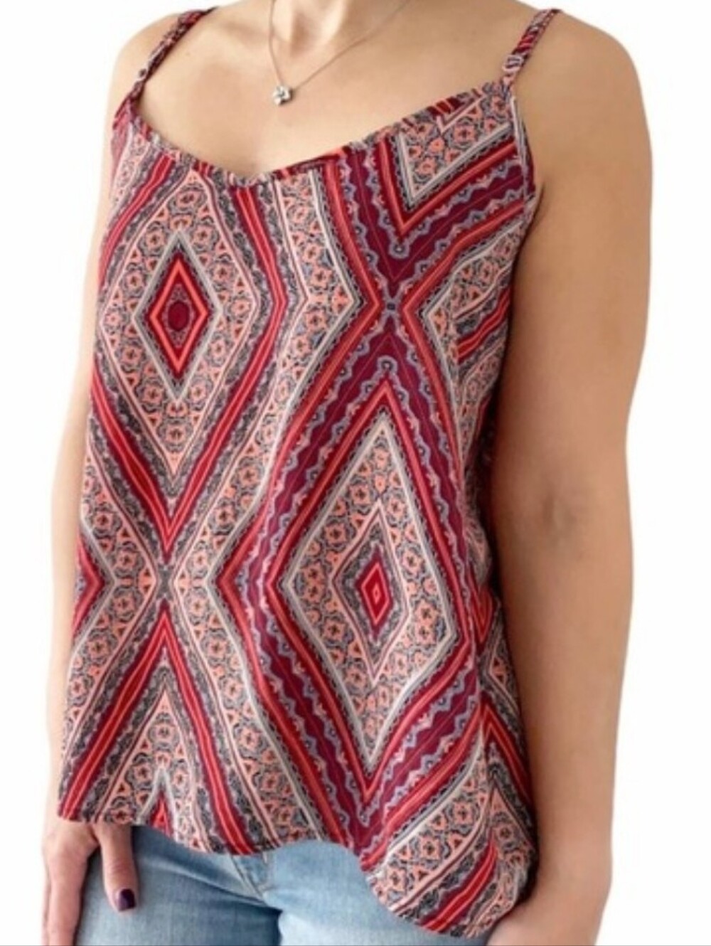 Hollister Bohemian Geometric Spaghetti Strap Tank Aztec Tribal
